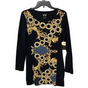 Nicki Minaj Women's Long Sleeve Black Gold Chain Kisses Pretty Dress Large-New